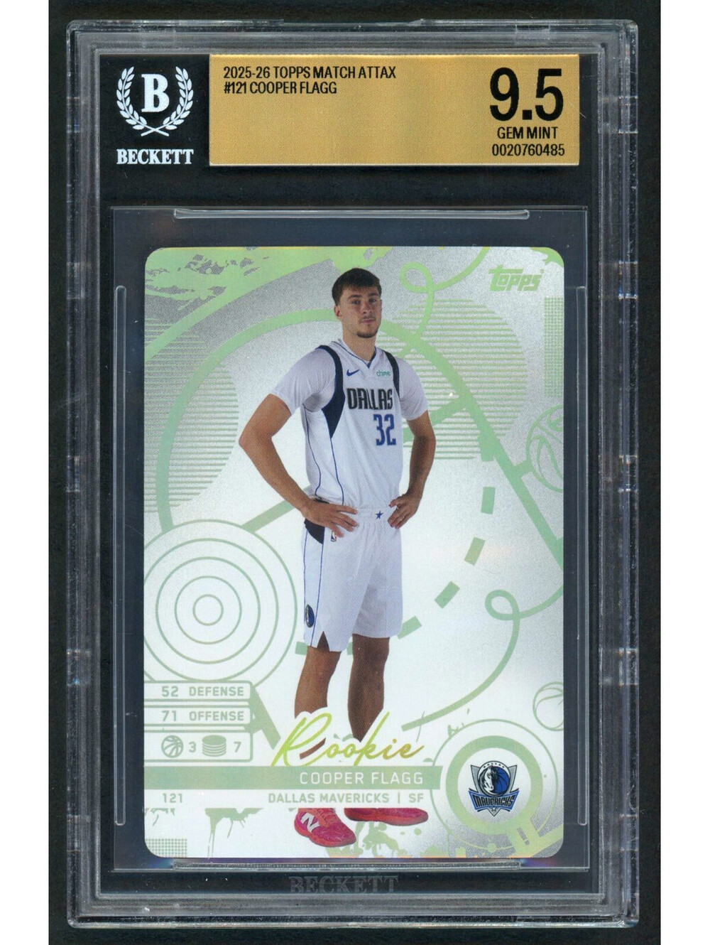 2025 Topps Match Attax #121 Cooper Flagg Rookie (RC) ROY Graded BGS 9.5 Gem Mt.
